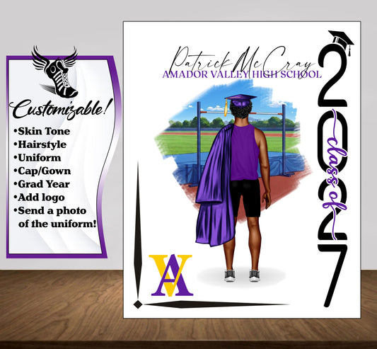 Track & Field High Jump Poster, Senior Night Gift, Graduation Table Decor, Signing Day RJ