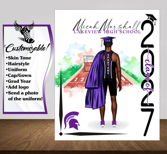 Track & Field Hurdles Poster, Senior Night Gift, Graduation Table Decor, Signing Day