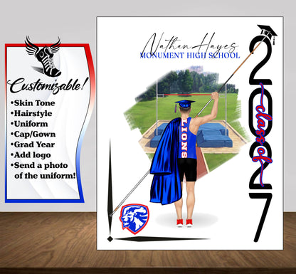 Track & Field Pole Vault Poster, Graduation Gift, Senior Night Gift, Graduation Table, Signing Day
