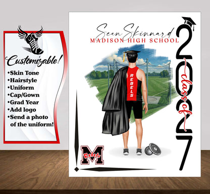 Track & Field Poster, Discus - Shot Put -Javelin Print, Senior Night Gift, Signing Day RJ