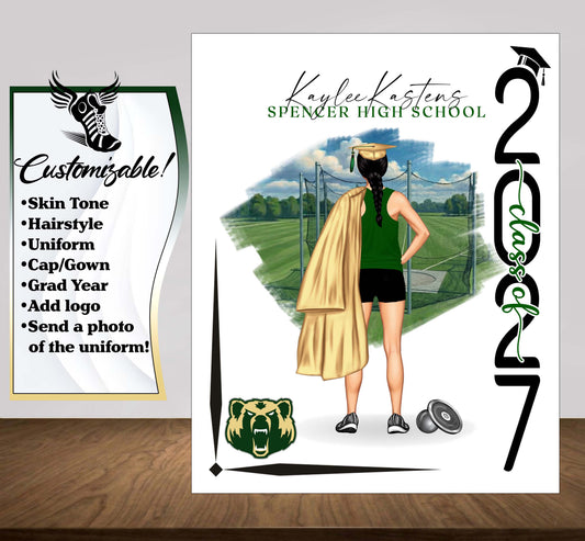 Track & Field Poster, Discus - Shot Put -Javelin Print, Senior Night Gift, Signing Day RJ
