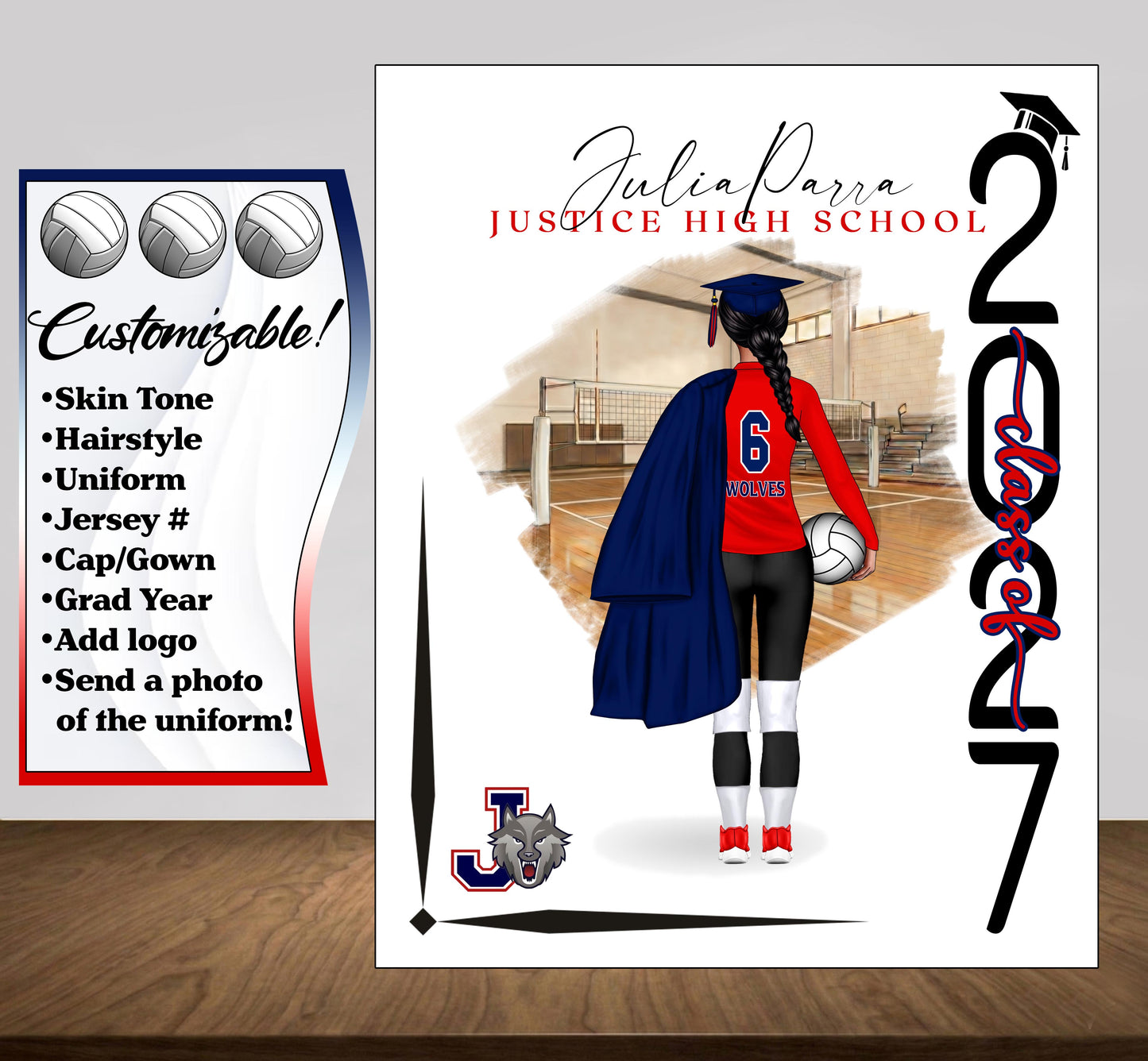 Volleyball Poster - Senior Night Gift - Graduation Table Decor - Signing Day