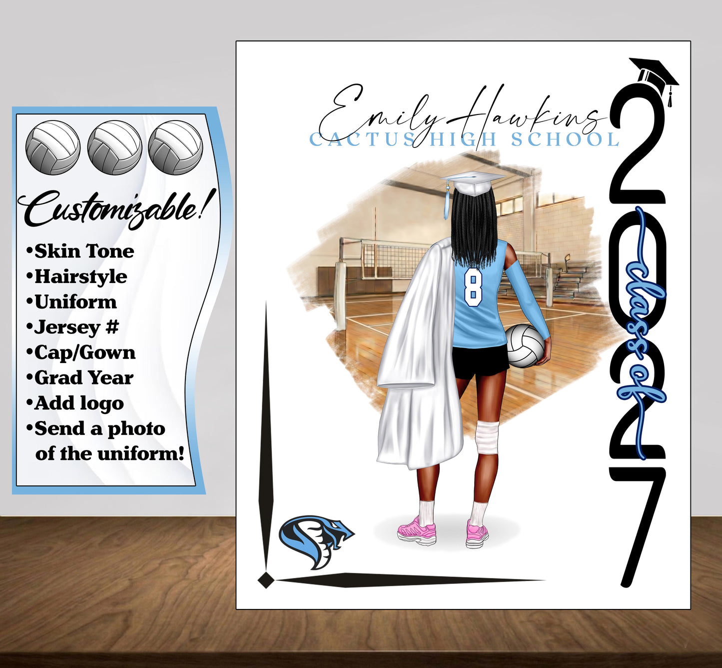 Volleyball Poster - Senior Night Gift - Graduation Table Decor - Signing Day