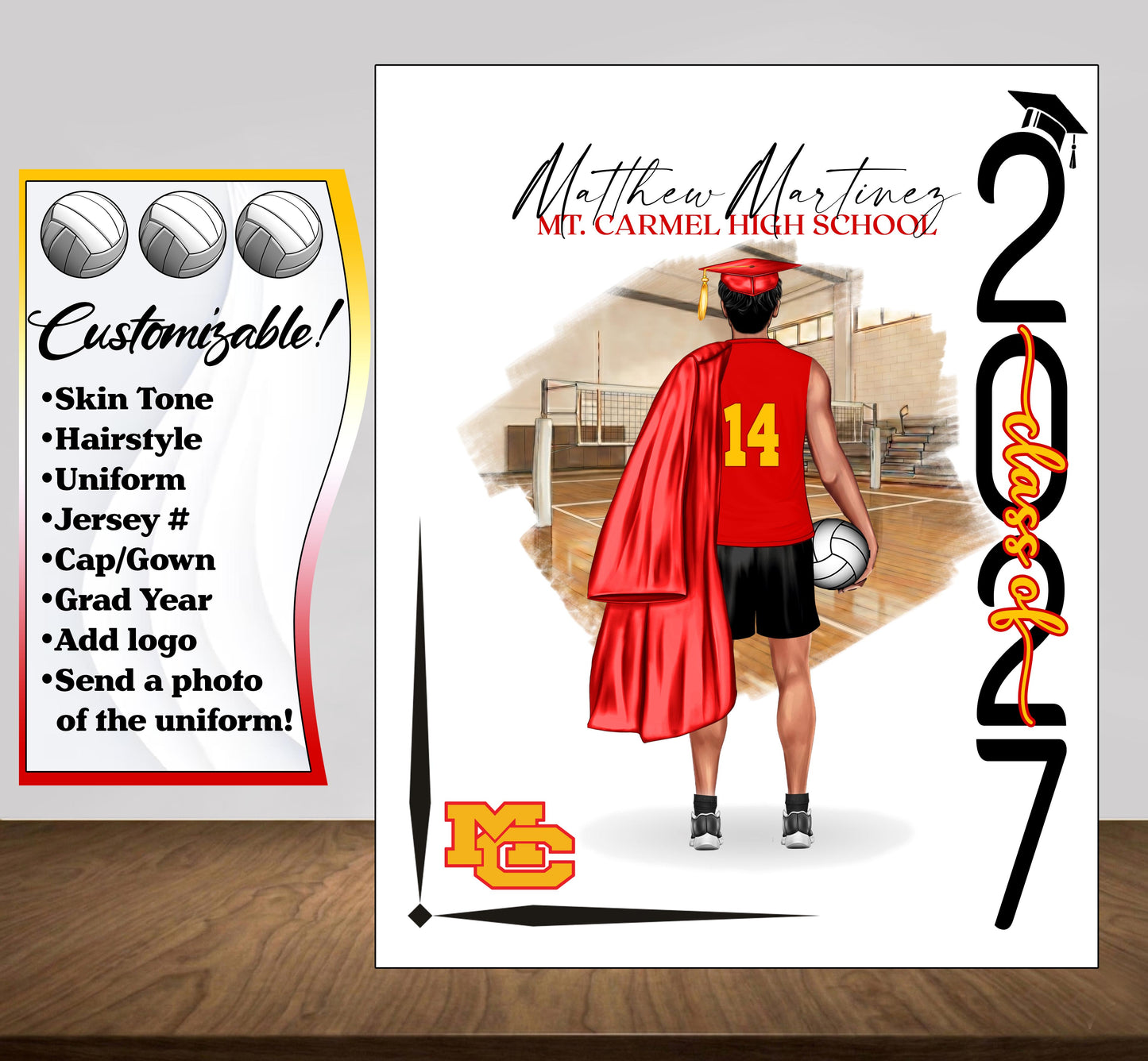 Volleyball Poster - Senior Night Gift - Graduation Table Decor - Signing Day