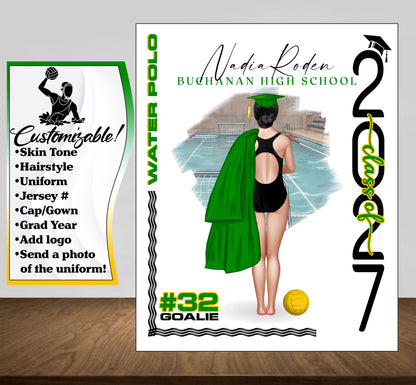 Water Polo Poster, Senior Night Gift, Graduation Table Decor, Signing Day RJ
