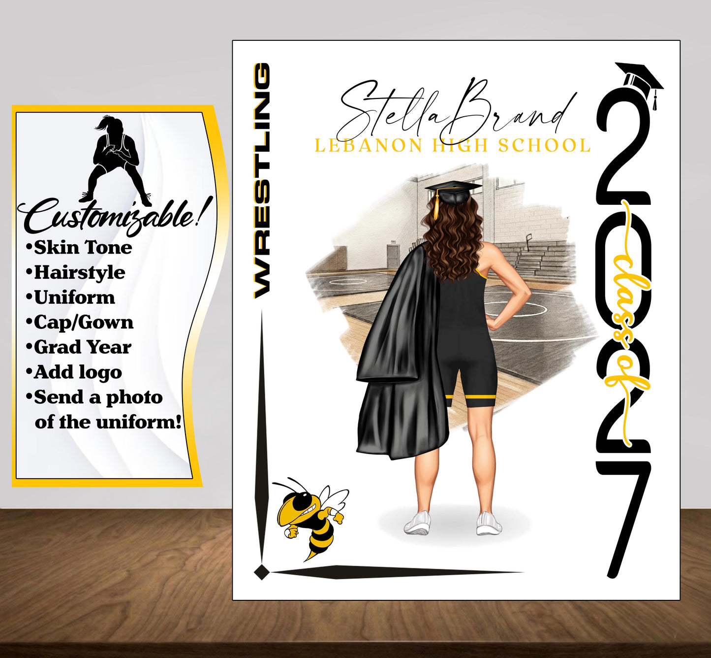 Wrestling Poster, Wrestler Graduation Gift, Senior Night Gift, Graduation Table, Signing Day RJ