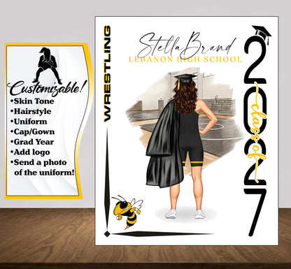 Wrestling Poster, Wrestler Graduation Gift, Senior Night Gift, Graduation Table, Signing Day RJ
