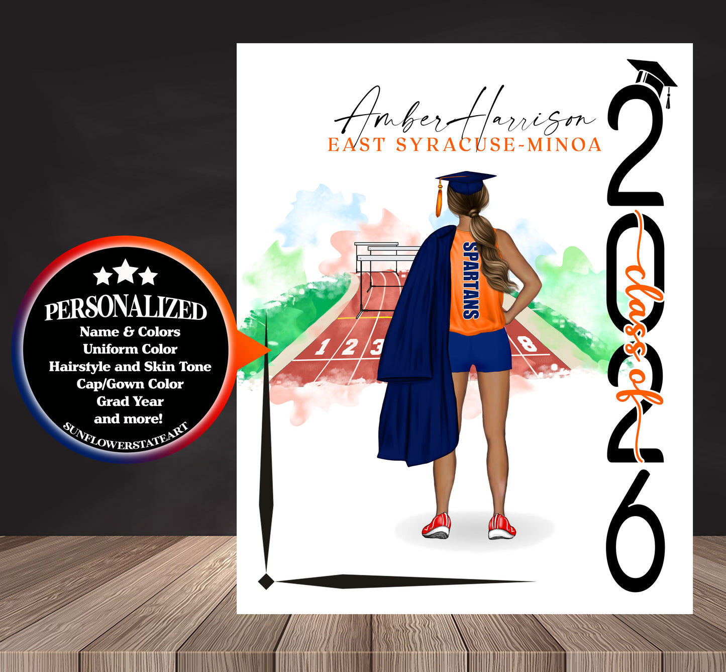 Track & Field Hurdles Poster, Senior Night Gift, Graduation Table Decor, Signing Day