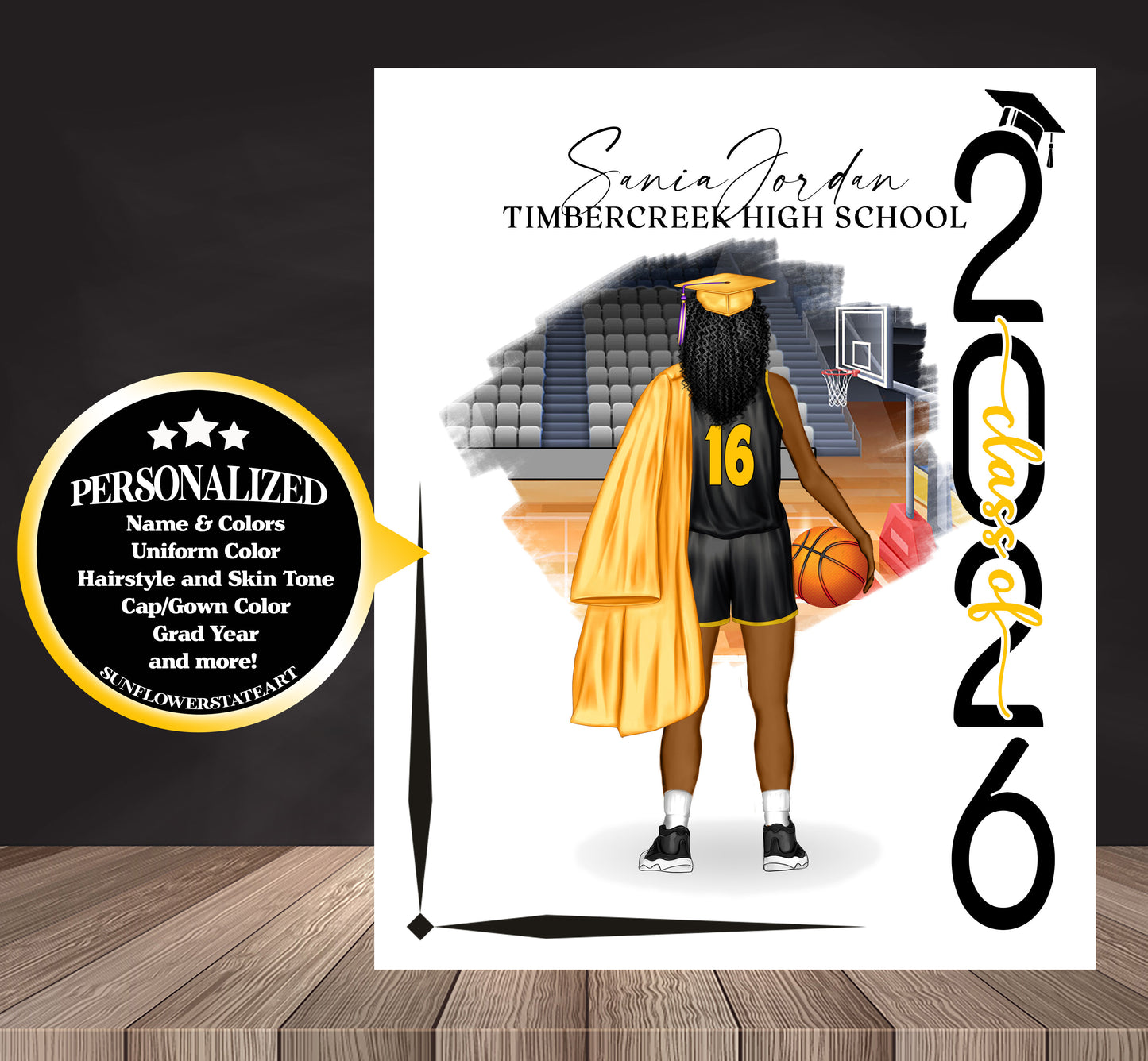 Basketball Poster, Senior Night Gift, Graduation Table Decor, Signing Day RJ