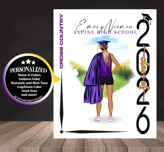 Cross Country Poster, Senior Night Gift, Graduation Table Decor, Signing Day RJ