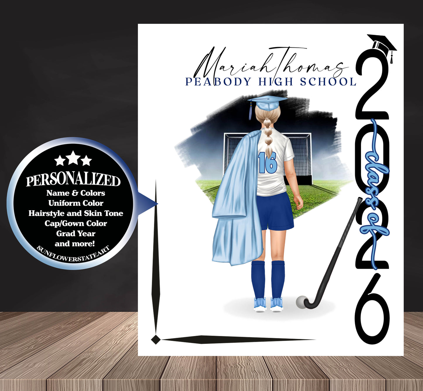 Field Hockey Poster, Senior Night Gift, Graduation Table Decor, Signing Day RJ