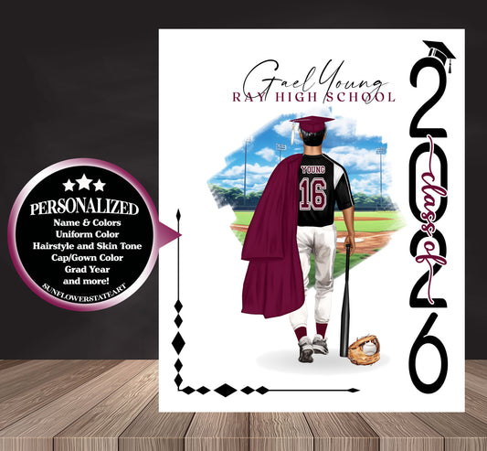 Baseball Poster, Senior Night Gift, Graduation Table Decor, Signing Day Gift RJ