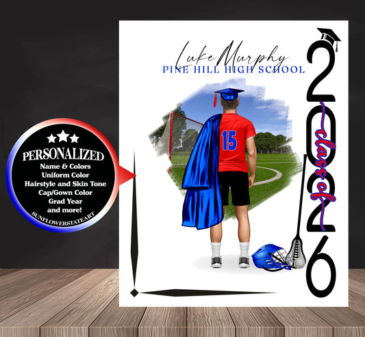Lacrosse Poster, Senior Night Gift, Graduation Table Decor, Signing Day Gift RJ