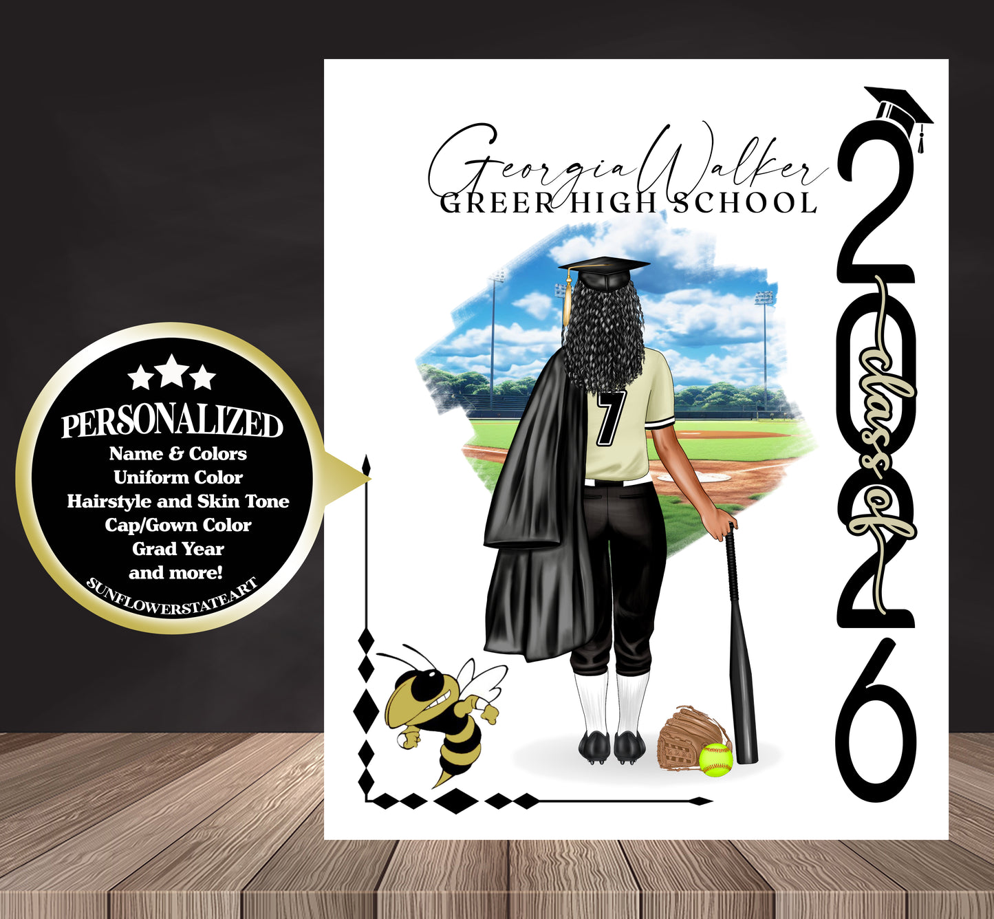 Softball Poster, Senior Night Gift, Graduation Table Decor, Signing Day Gift RJ