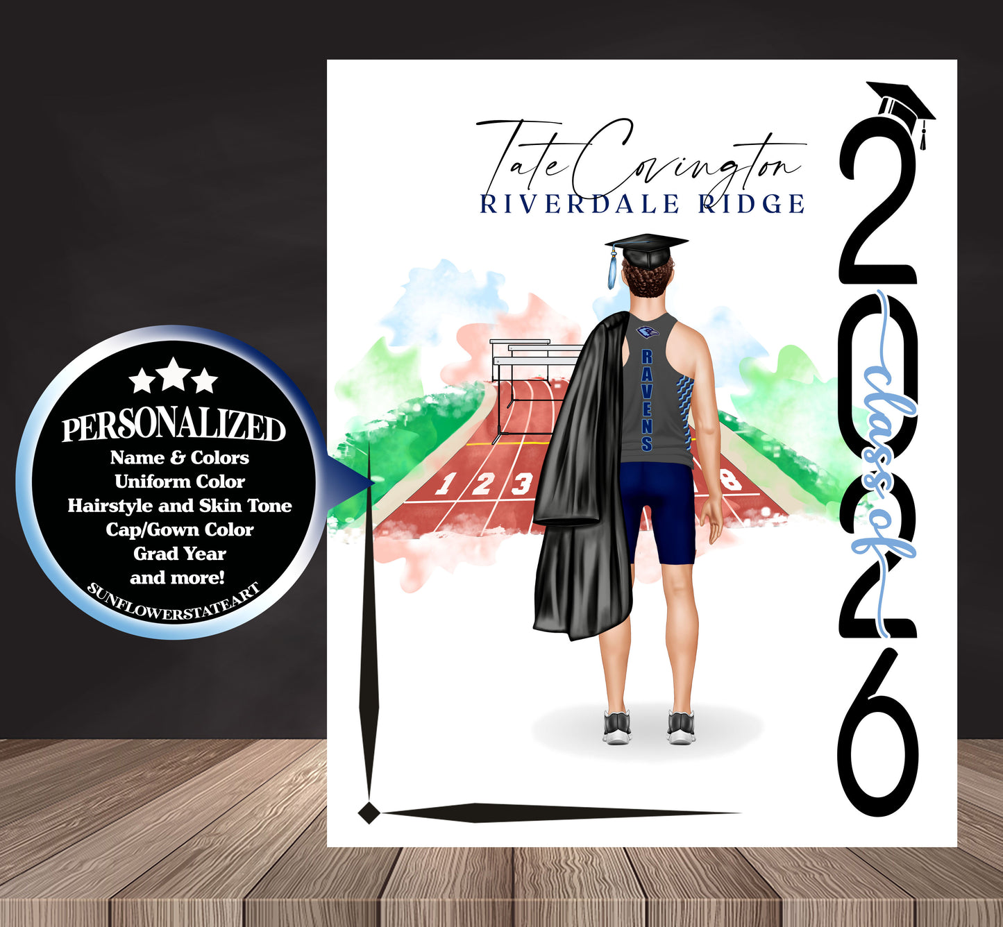 Track & Field Hurdles Poster, Senior Night Gift, Graduation Table Decor, Signing Day