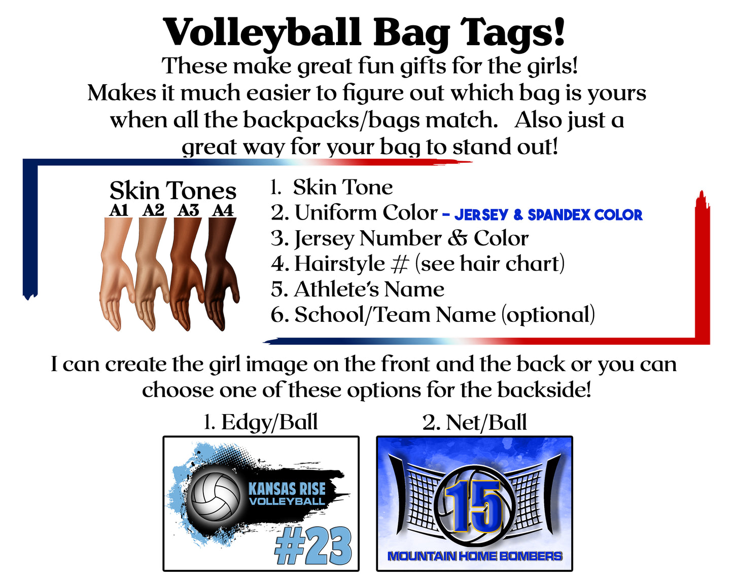 Volleyball Bag Tag - Volleyball Luggage Tag - Backpack Bag Tag