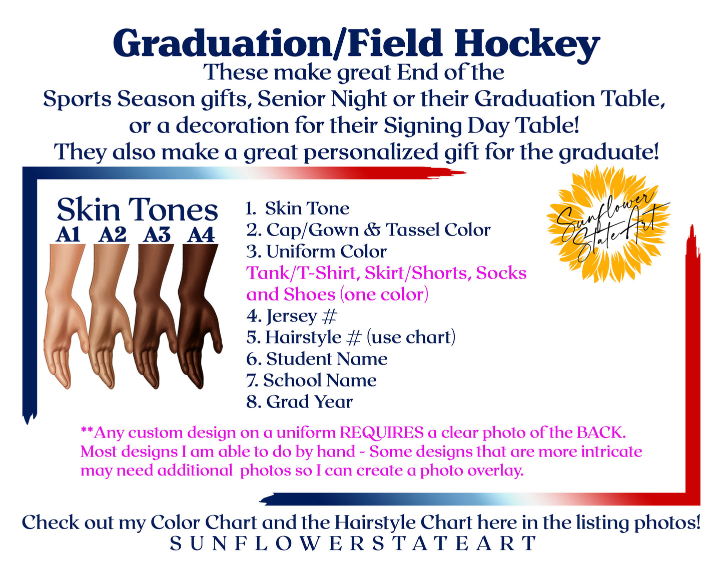 Field Hockey Poster, Senior Night Gift, Graduation Table Decor, Signing Day RJ