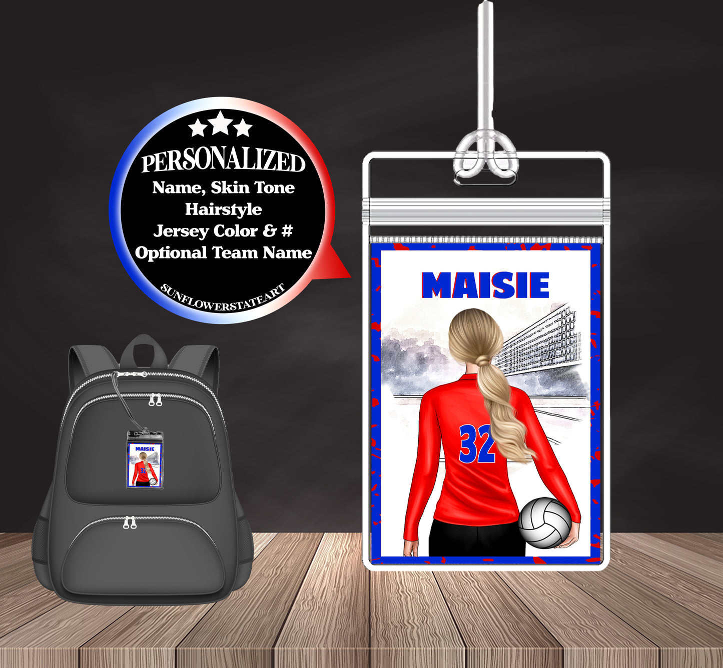 Volleyball Bag Tag - Volleyball Luggage Tag - Backpack Bag Tag