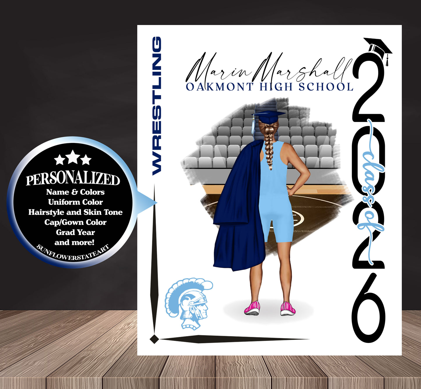 Wrestling Poster, Wrestler Graduation Gift, Senior Night Gift, Graduation Table, Signing Day RJ