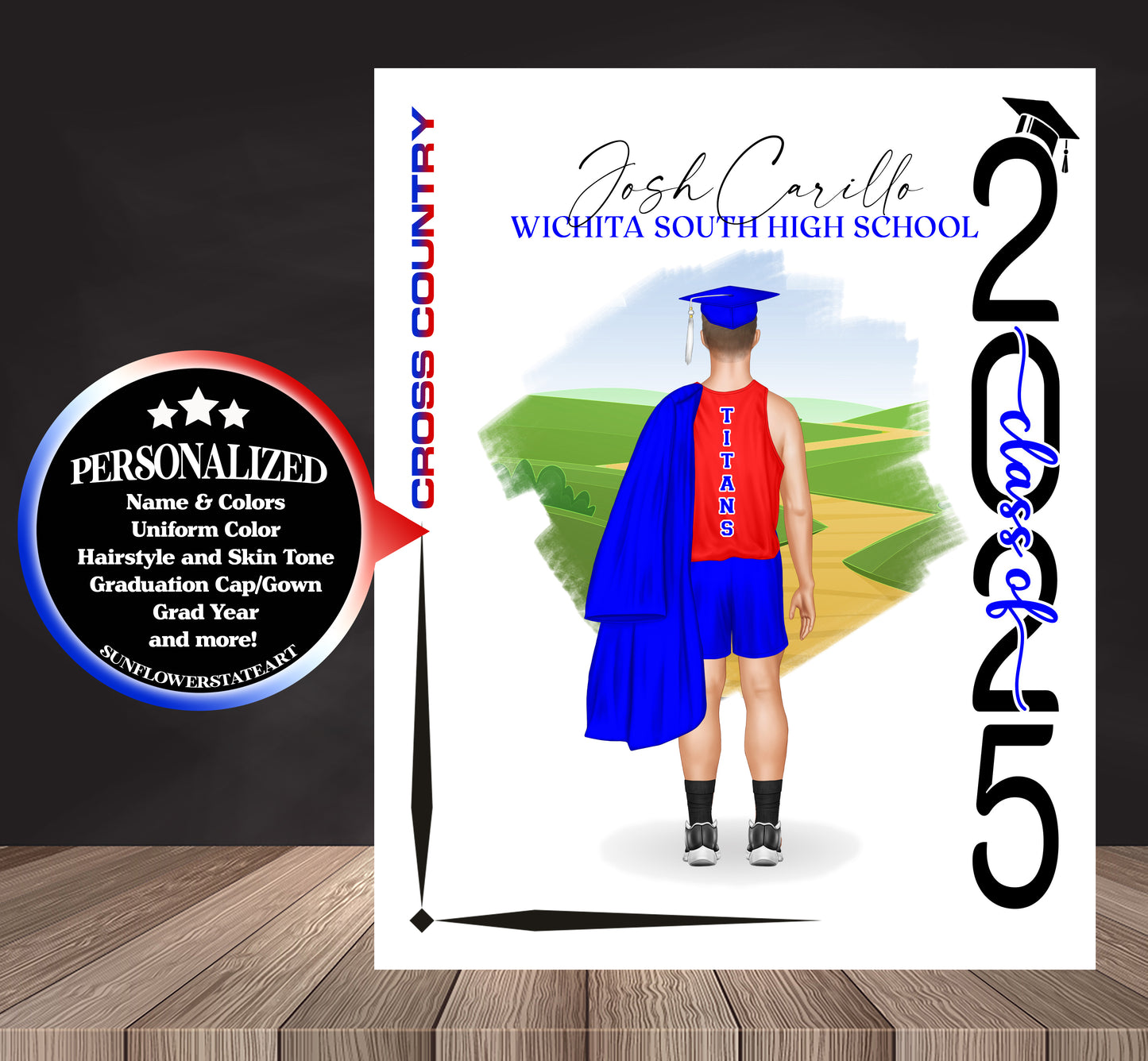 Cross Country Poster, Senior Night Gift, Graduation Table Decor, Signing Day RJ