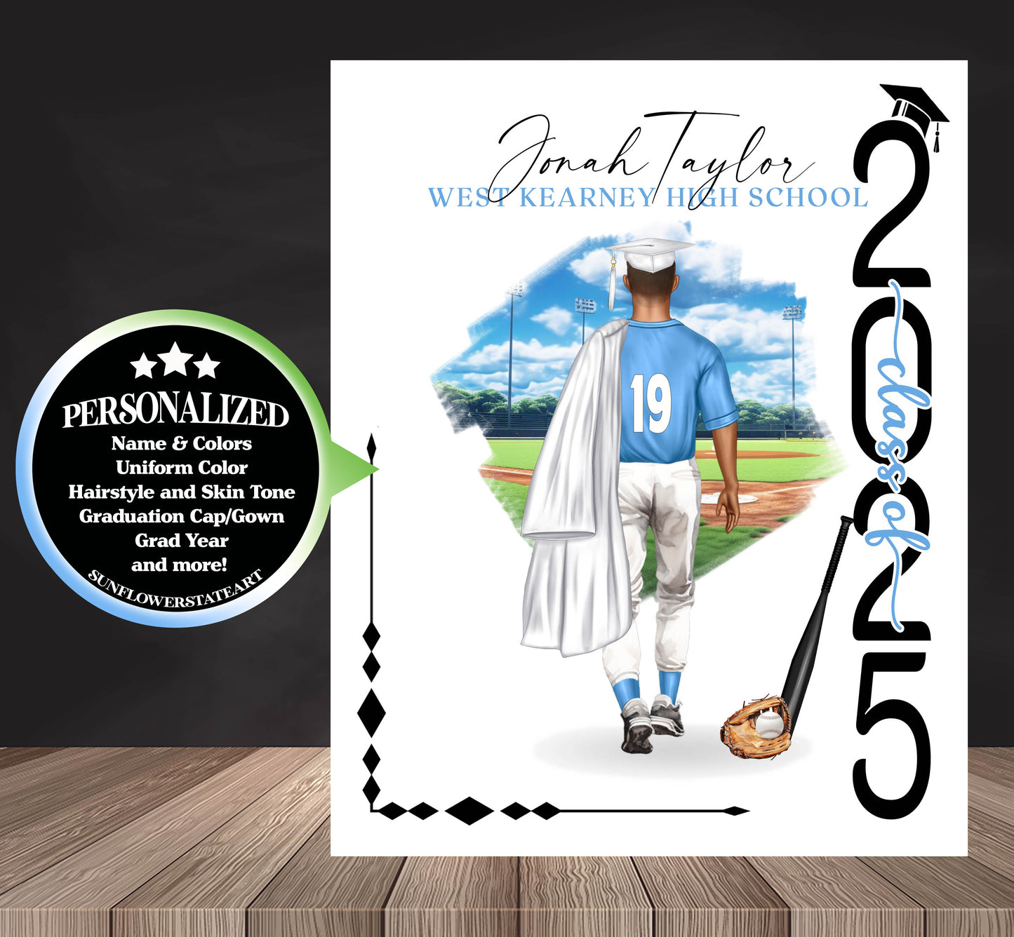 Baseball Poster, Senior Night Gift, Graduation Table Decor, Signing Day Gift RJ