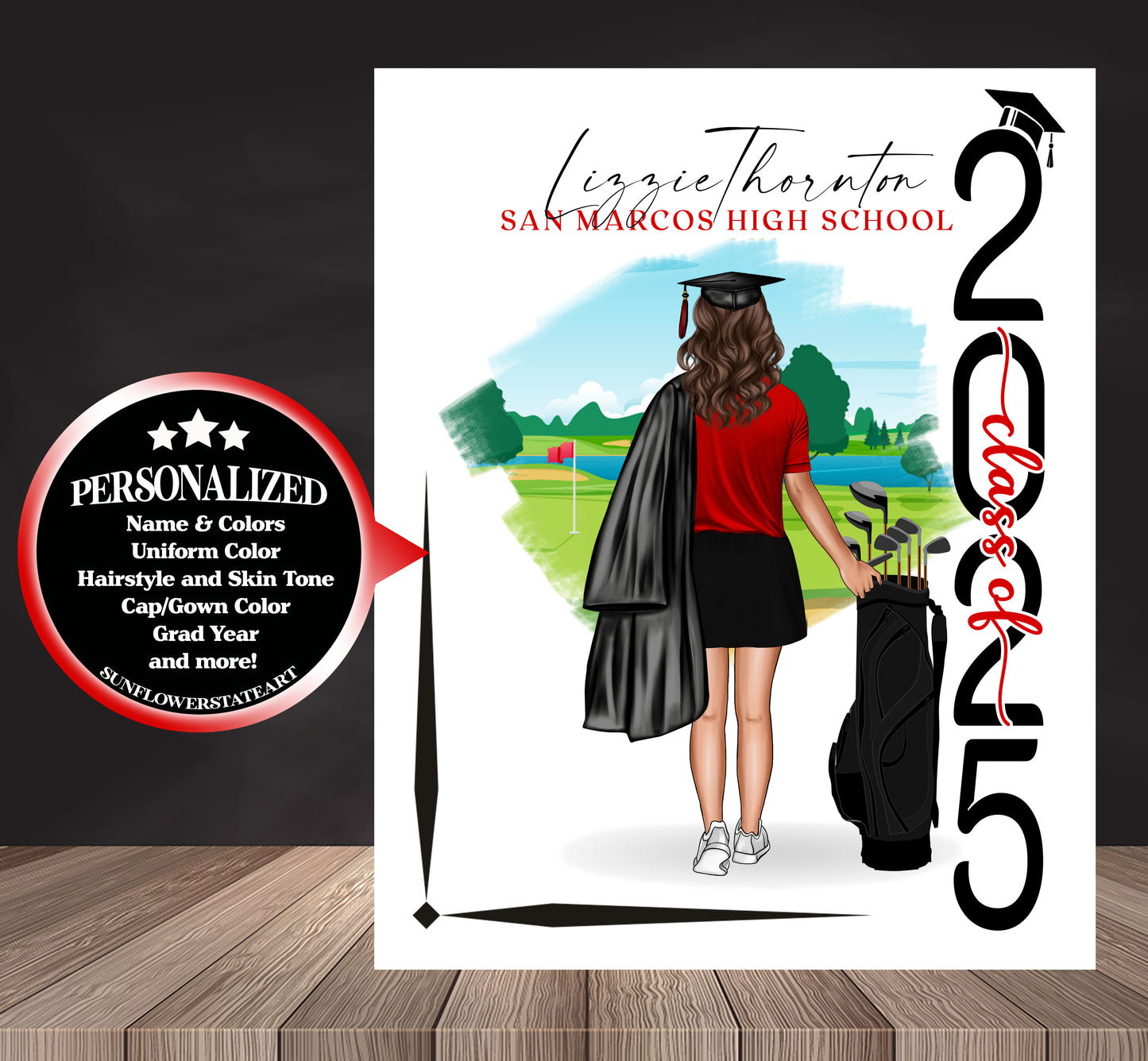 Golf Poster, Senior Night Gift, Graduation Table Decor, Signing Day Gift RJ