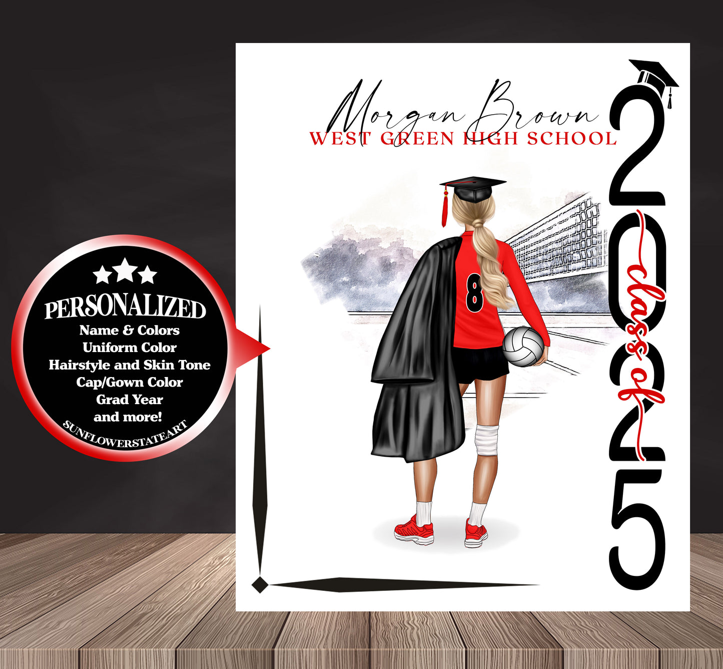 Volleyball Poster - Senior Night Gift - Graduation Table Decor - Signing Day