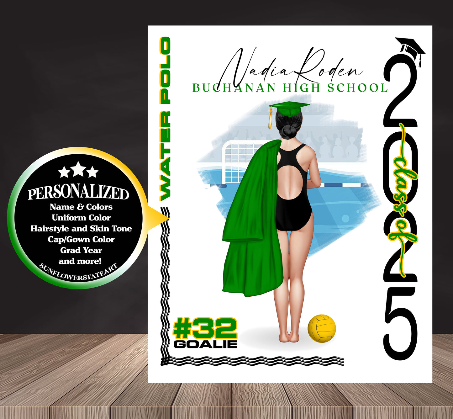 Water Polo Poster, Senior Night Gift, Graduation Table Decor, Signing Day RJ