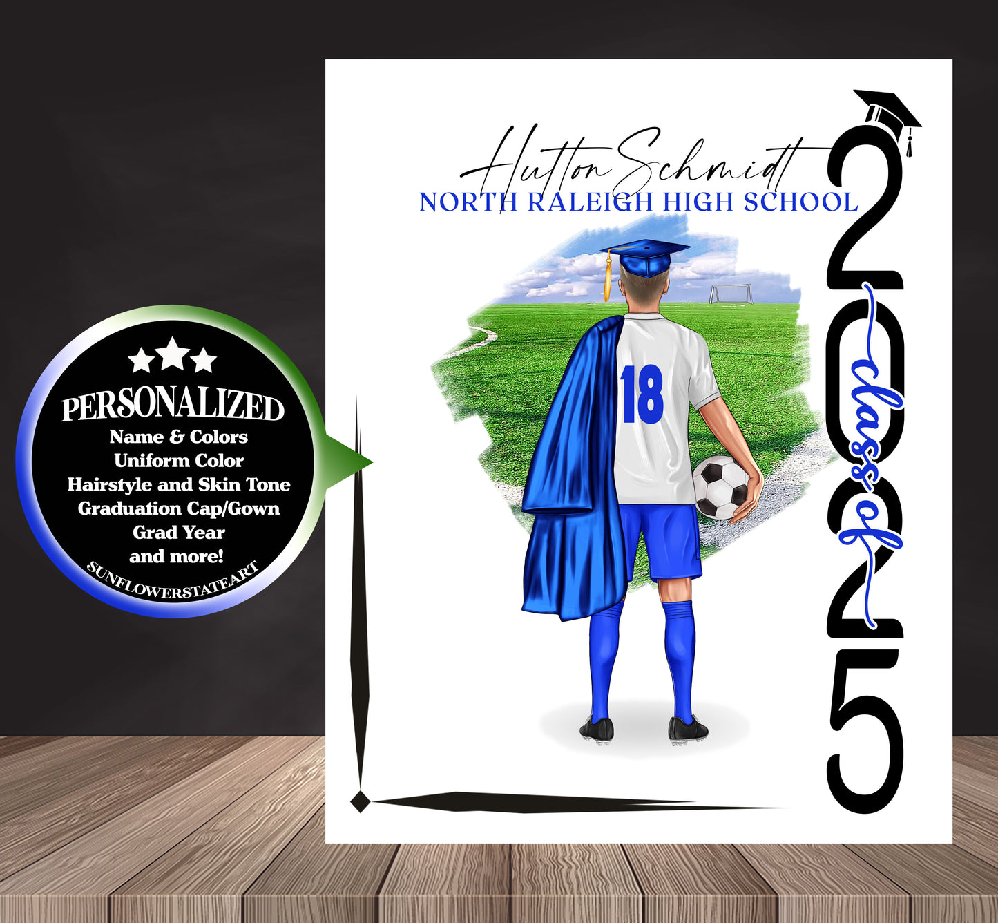 Soccer Poster, Senior Night Gift, Graduation Table Decor, Signing Day Gift RJ