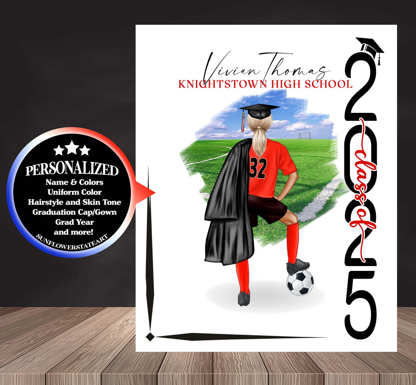 Soccer Poster, Senior Night Gift, Graduation Table Decor, Signing Day Gift RJ