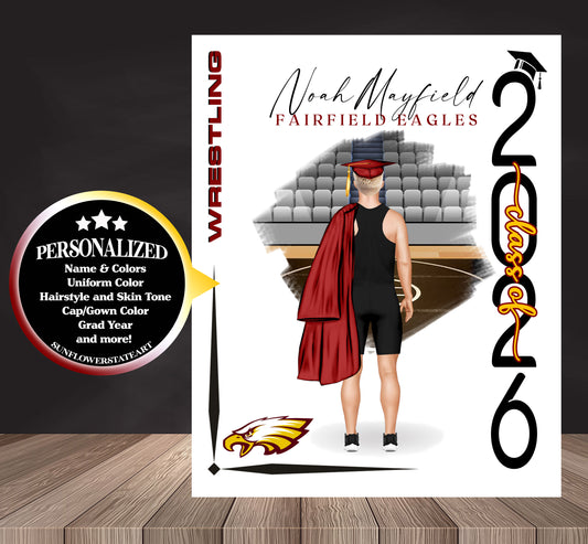 Wrestling Poster, Wrestler Graduation Gift, Senior Night Gift, Graduation Table, Signing Day RJ