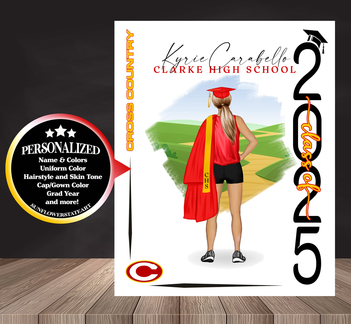 Cross Country Poster, Senior Night Gift, Graduation Table Decor, Signing Day RJ