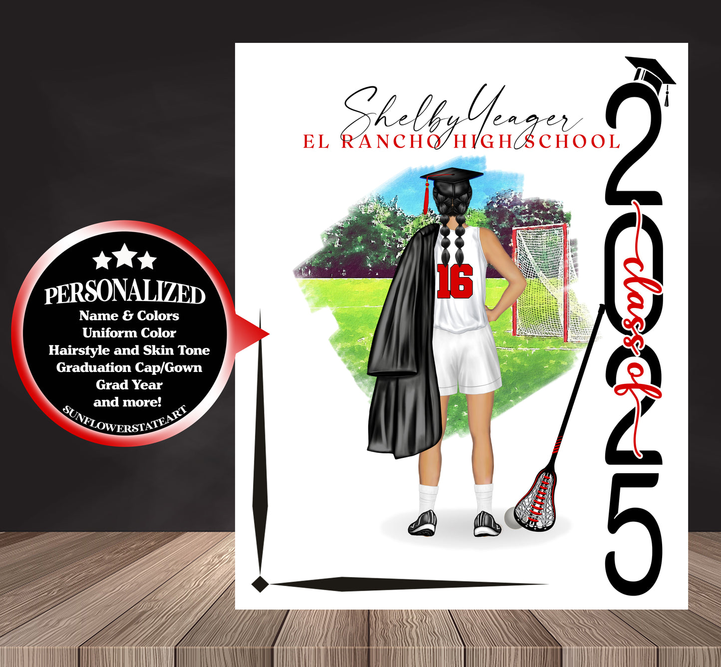 Lacrosse Poster, Senior Night Gift, Graduation Table Decor, Signing Day Gift RJ