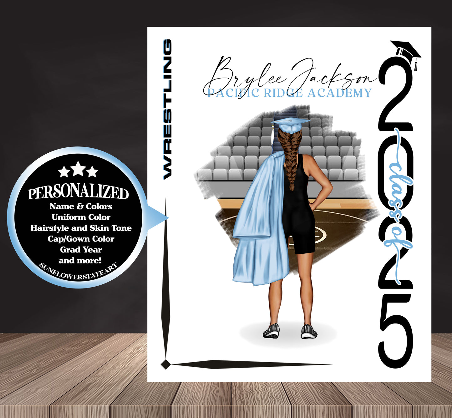 Wrestling Poster, Wrestler Graduation Gift, Senior Night Gift, Graduation Table, Signing Day RJ