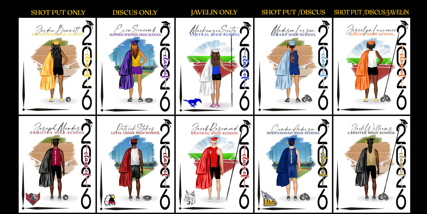 Track & Field Poster, Discus - Shot Put -Javelin Print, Senior Night Gift, Signing Day RJ