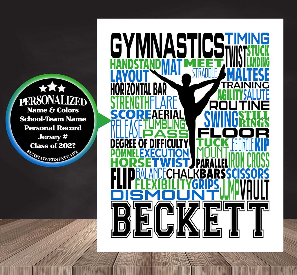 Gymnastics Poster, Personalized Gymnast Gift