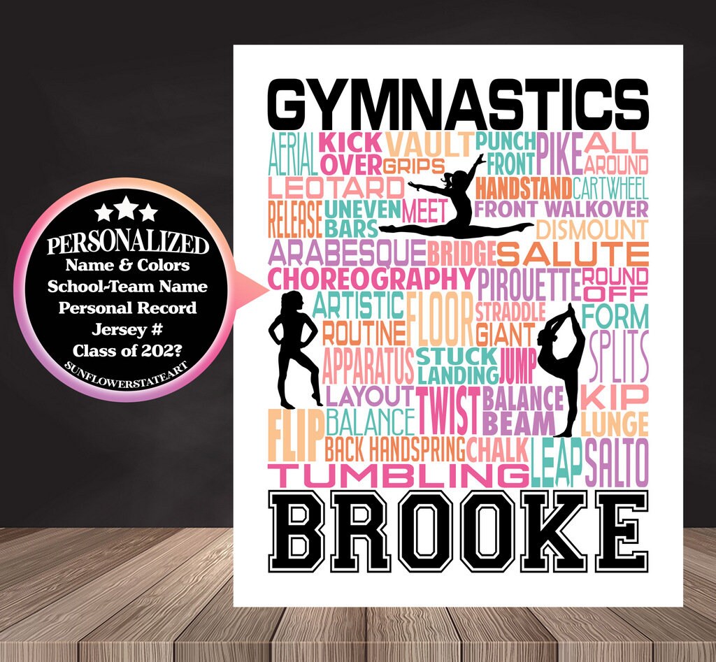 Gymnastics Poster, Personalized Gymnast Gift