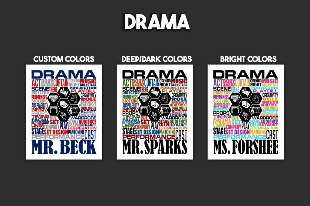 Drama Teacher Gift, Personalized Theater Poster