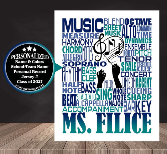 Music Teacher Poster - Personalized Music Gift