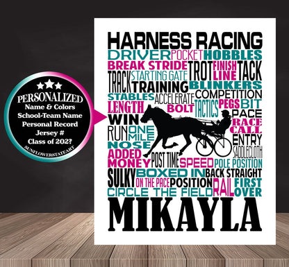 Harness Racing Poster, Gift for Harness Racer