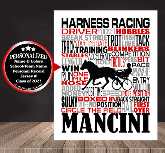 Harness Racing Poster, Gift for Harness Racer