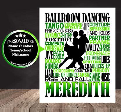 Ballroom Dance Poster, Personalized Ballroom Dance Gift
