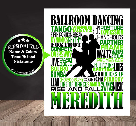 Ballroom Dance Poster, Personalized Ballroom Dance Gift