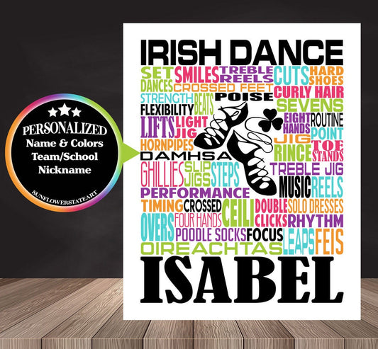 Irish Ghillies Dance Poster, Personalized Irish Step Dance Poster