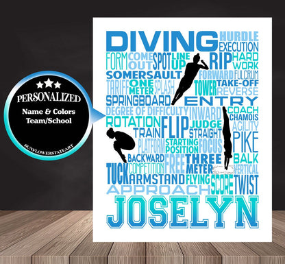 Diving Poster - Personalized Diver Gift