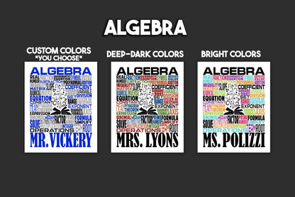 Algebra Teacher Poster - Personalized Math Teacher Gift