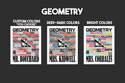 Geometry Teacher Poster, Personalized Geometry Teacher Gift