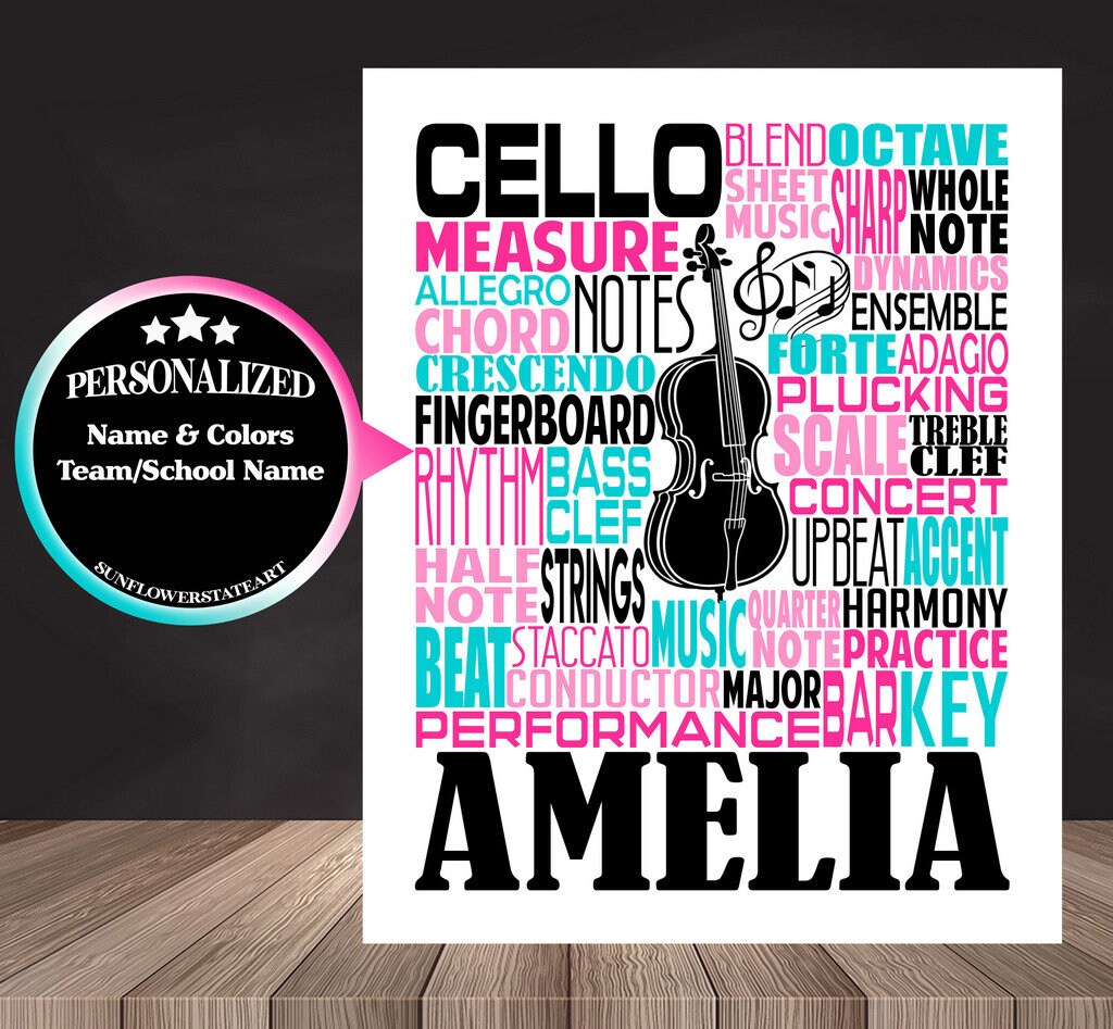 Cello Poster - Personalized Cello Player Gift