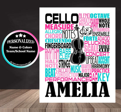 Cello Poster - Personalized Cello Player Gift