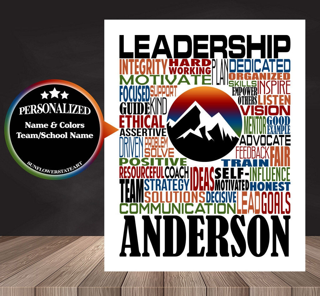 Leadership Poster, Personalized Leadership Gift